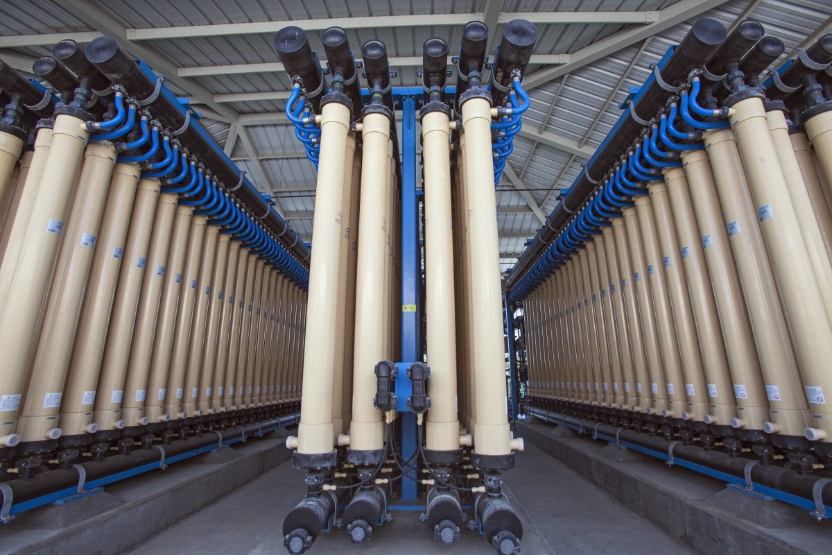 Microfiltration process removes bacteria, fine particles and sediments from treated water at Leo J. Vander Lans Advanced Water Treatment Facility. The Water Replenishment District of Southern California (WRD) is the largest groundwater agency in the State of California, managing and protecting local groundwater resources for four million residents. Long Beach, California, USA